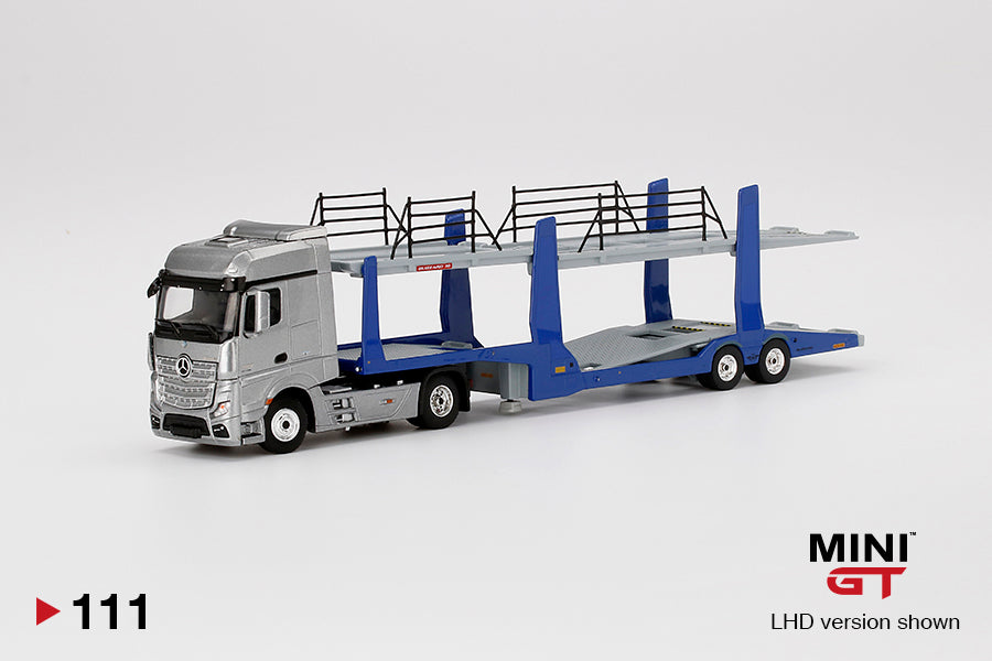 MINI GT 111 メルセデスベンツ アクトロス　積載車 MINI GT #111 1:64 Mercedes Benz ACTROS with Car Carrier – J