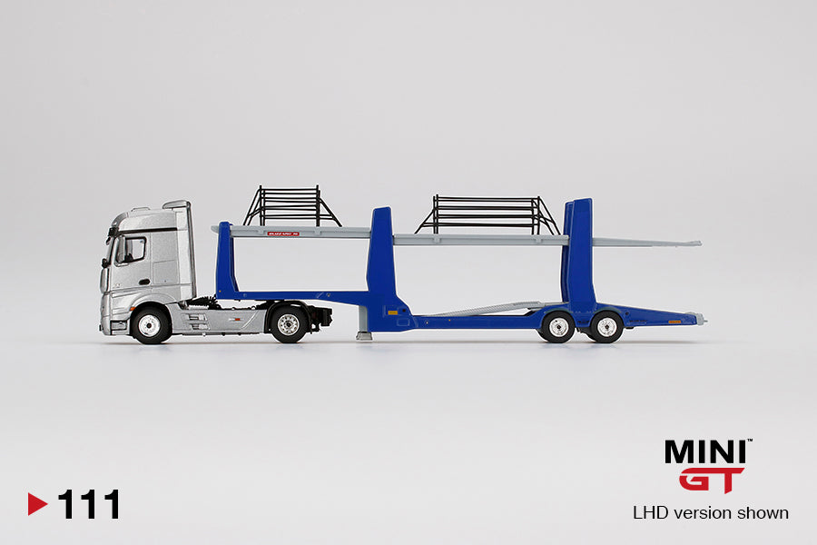 MINI GT #111 1:64 Mercedes Benz ACTROS with Car Carrier – J Toys Hobby