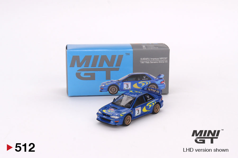 MINI GT #512 SUBARU Impreza WRC97 1997 Rally Sanremo Winner