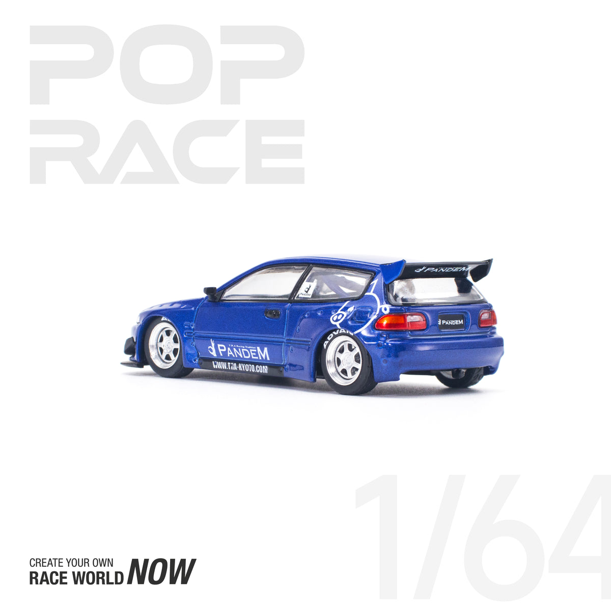 POPRACE 1:64 PANDEM HONDA CIVIC EG6 V1.5 METALLIC BLUE – J