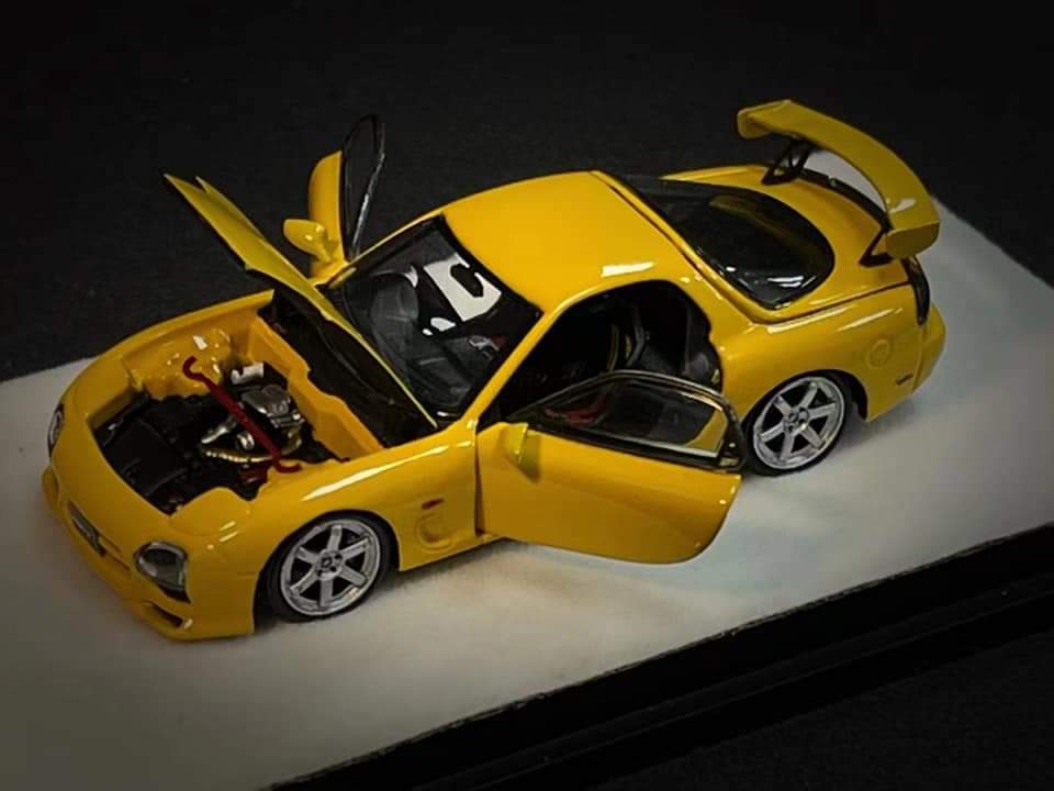 PGM 1/64 FD3S RX7 Yellow Rectangle Limited Fully Open – J Toys Hobby