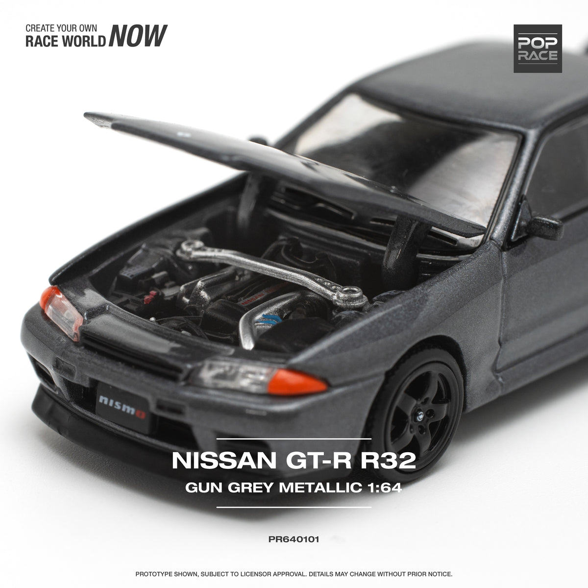POPRACE 1:64 Nissan GT-R R32 Gun Grey Metallic – J Toys Hobby