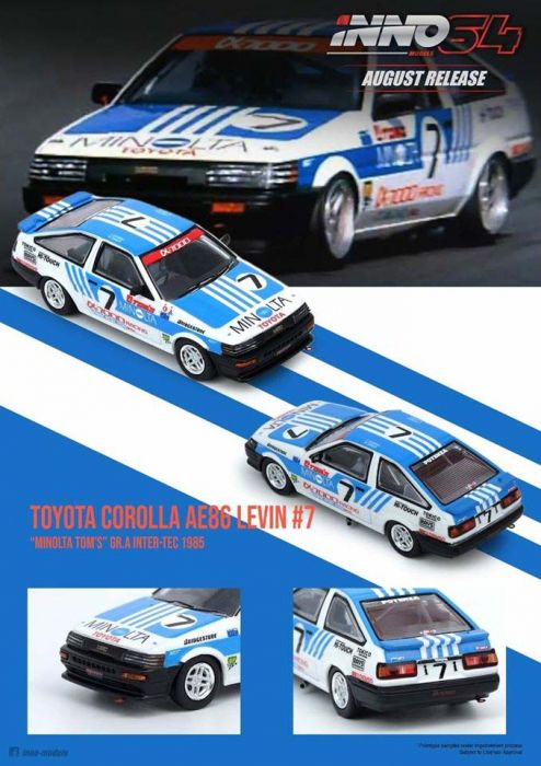 INNO64 TOYOTA COROLLA LEVIN AE86 #7 MINOLTA TOM'S GR.A INTER-TEC