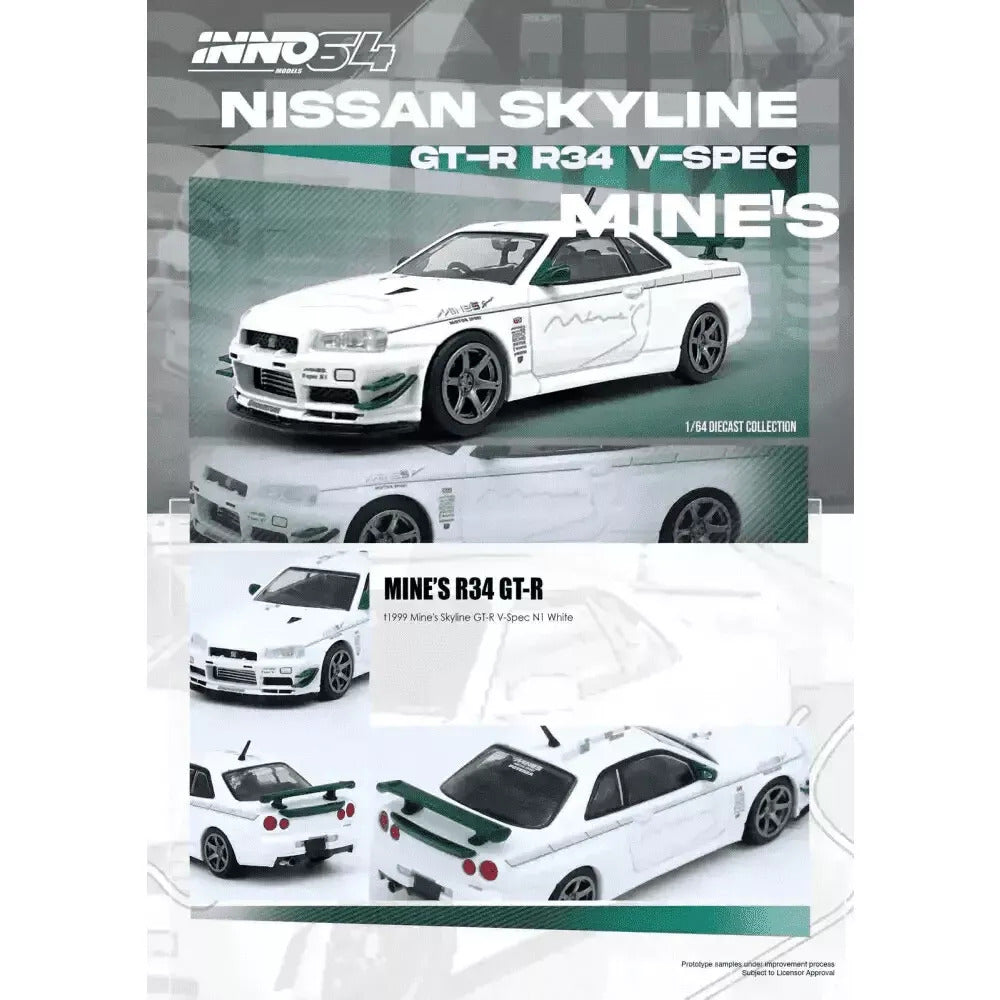 INNO64 NISSAN SKYLINE GT-R R34 V-SPEC MINE'S – J Toys Hobby
