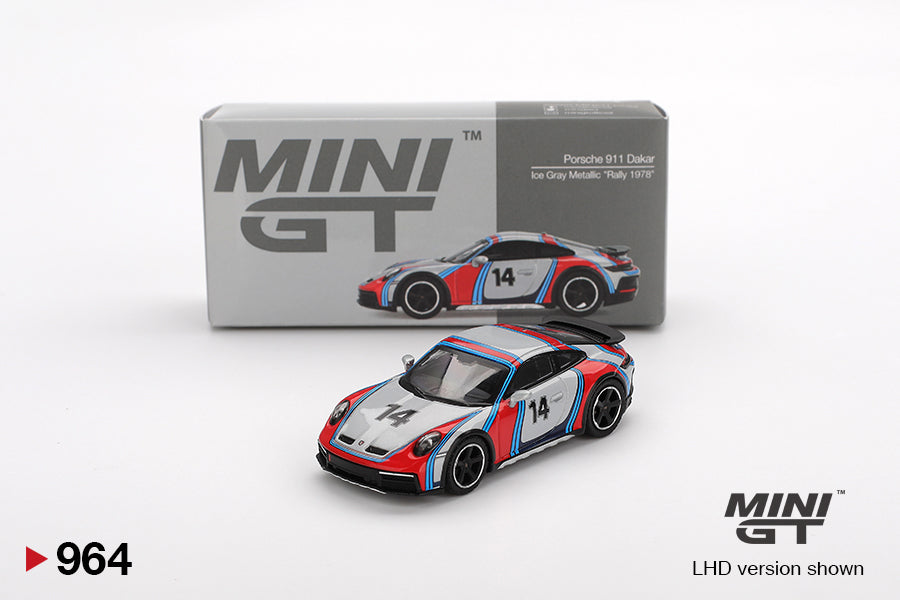 2025 MINI GT #964 Porsche 911 Dakar Ice Grey Metallic 