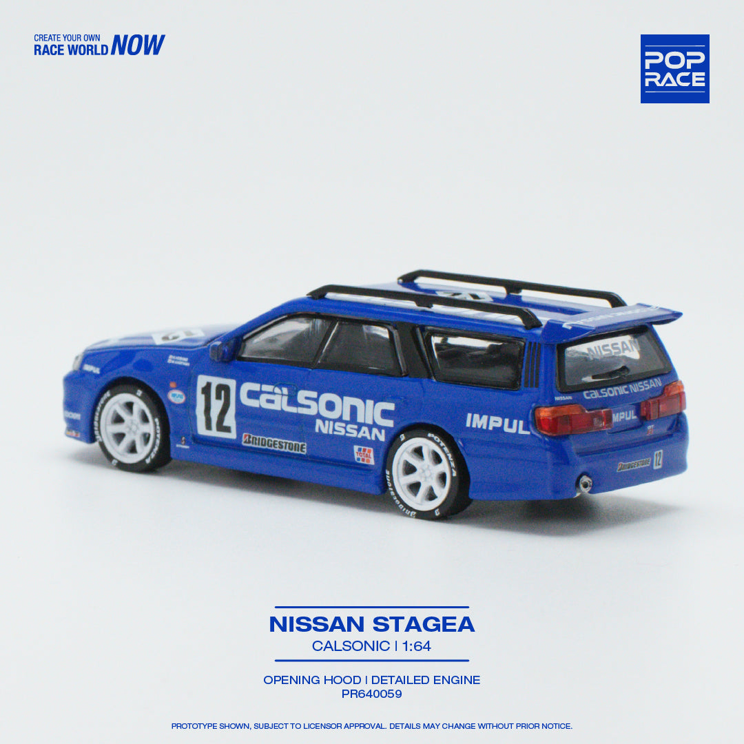 POP RACE 1:64 NISSAN GT-R STAGEA R34 RHD #12 CALSONIC – J Toys Hobby