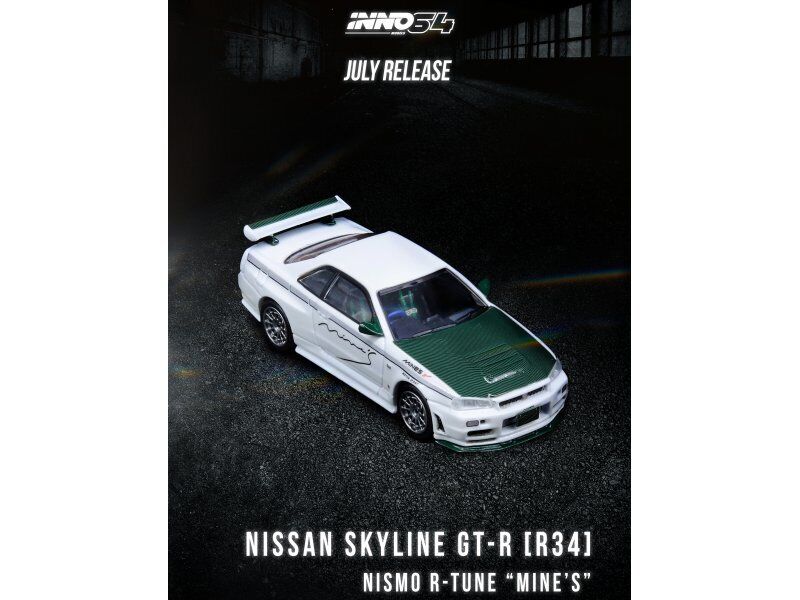 INNO64 1:64 NISSAN SKYLINE GT-R R34 NISMO R-Tune Green Carbon