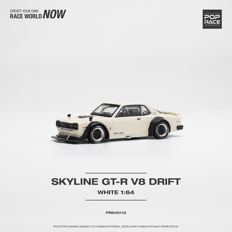 POPRACE 1:64 SKYLINE GT-R V8 DRIFT WHITE – J Toys Hobby