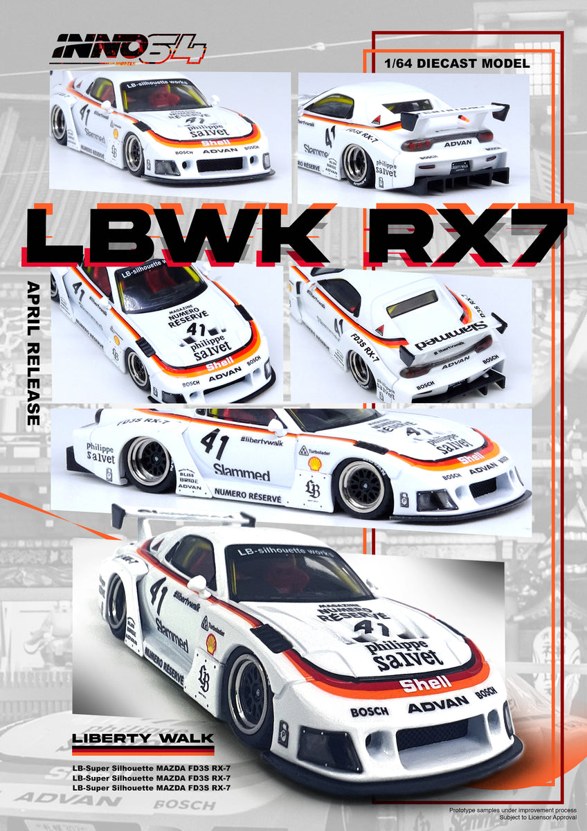 INNO64 1/64 LBWK MAZDA RX7 (FD3S) LB-SUPER SILHOUETTE White
