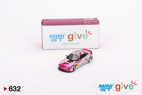 MINI GT #632 GIVE 2023 NISSAN SILVIA S15 ROCKET BUNNY CHROME PINK HONG KONG LIMITED 1200 PCS