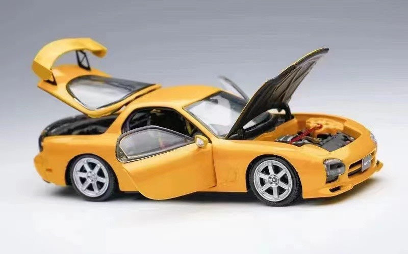 PGM 1/64 FD3S RX7 Yellow Luxury Box Limited Fully Open – J Toys Hobby