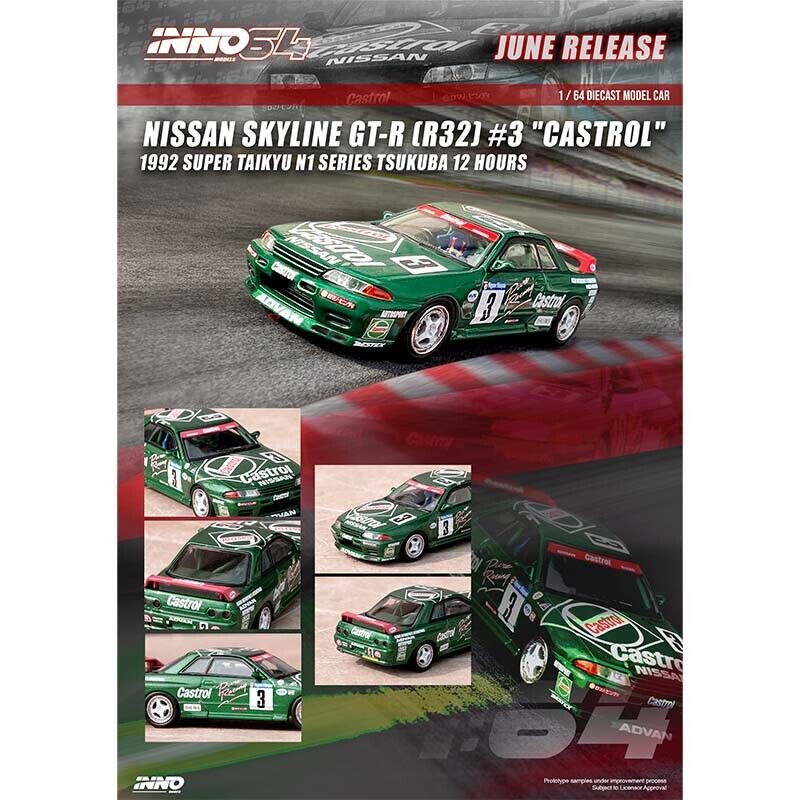 INNO64 NISSAN SKYLINE GT-R R32 #3 CASTROL SUPER TAIKYU N1 SERIES