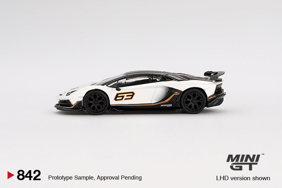 2025 MINI GT #842 Lamborghini Aventador SVJ 63 Bianco Asopo