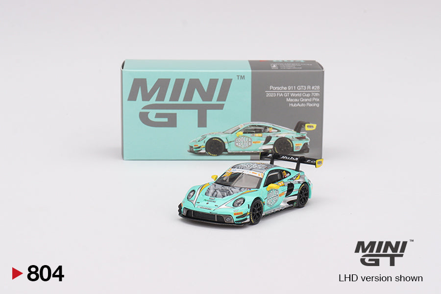 MINI GT #804 Porsche 911 GT3 R #28 HubAuto Racing 2023 FIA GT