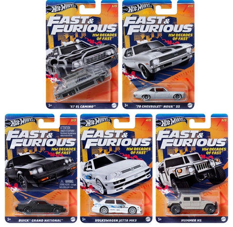 2024 HOT WHEELS FAST & FURIOUS DECADES OF FAST SET OF 5