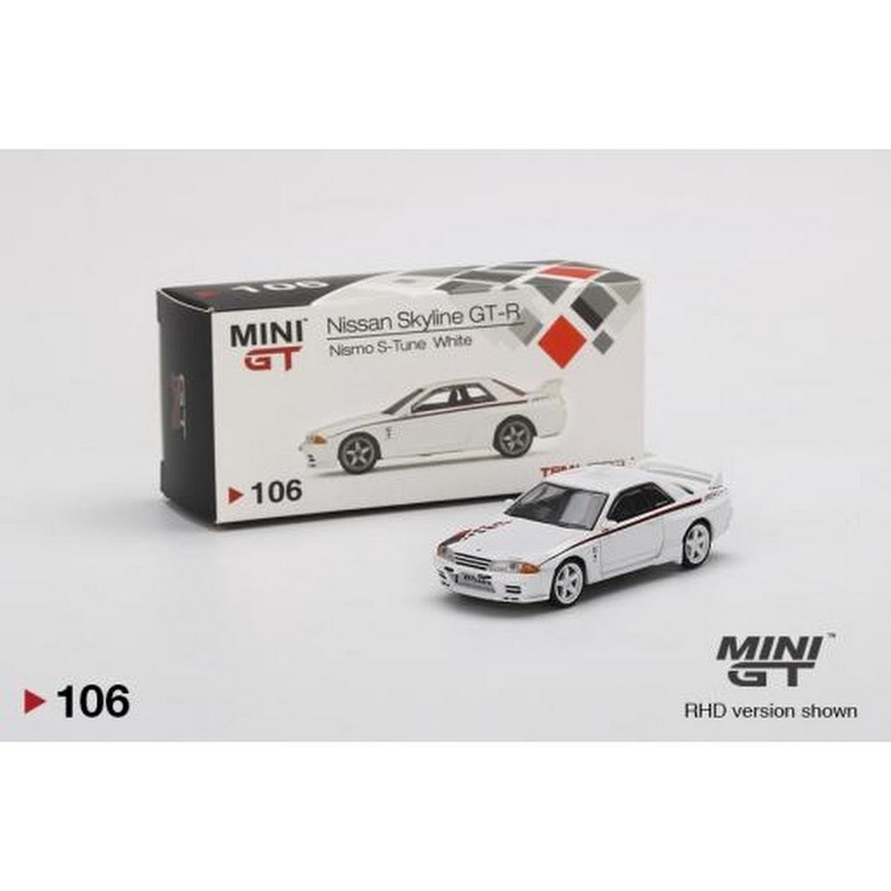 MINI GT #106 1/64 Nissan GT-R R32 Nismo S-Tune White – J Toys Hobby