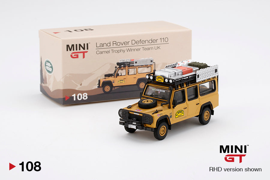 MINI GT #108 ランドローバー ディフェンダー 110 Winner Mini GT #108 Land Rover Defender 110 1989 Camel Trophy Winner