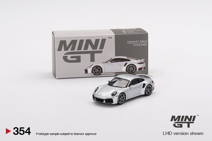MINI GT #354 Porsche 911 Turbo S GT Silver Metallic LHD – J