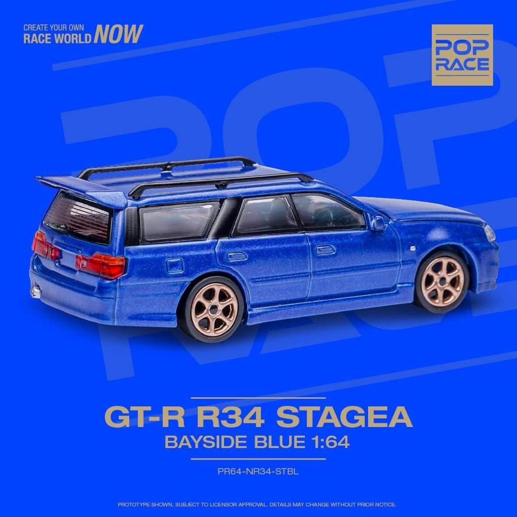 POP RACE 1/64 GTR R34 Stagea Bayside Blue – J Toys Hobby