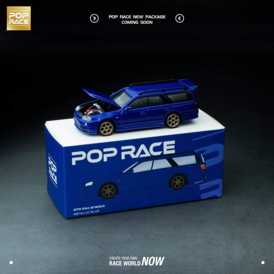 POP RACE 1/64 GTR R34 Stagea Bayside Blue – J Toys Hobby