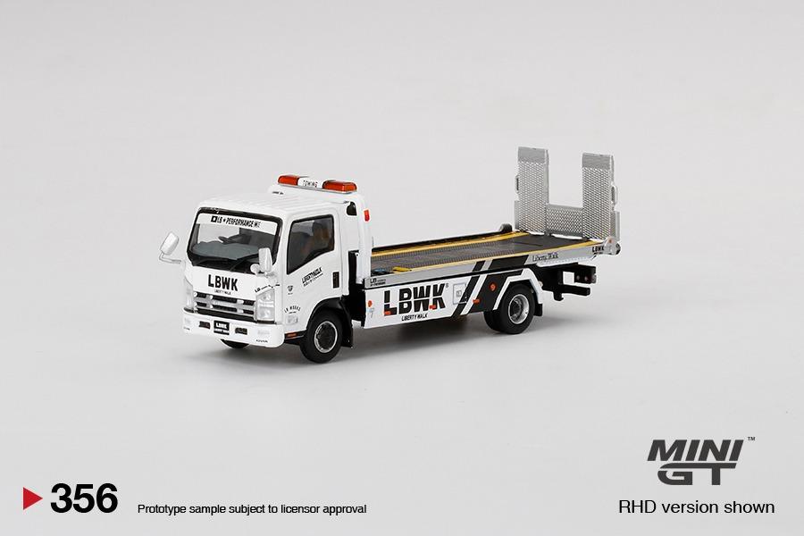MINI GT 356 LBWK いすゞ トランスポーター 白 未開封品 MINI GT 356 Isuzu N-Series Vehicle Transporter LBWK White RHD – J