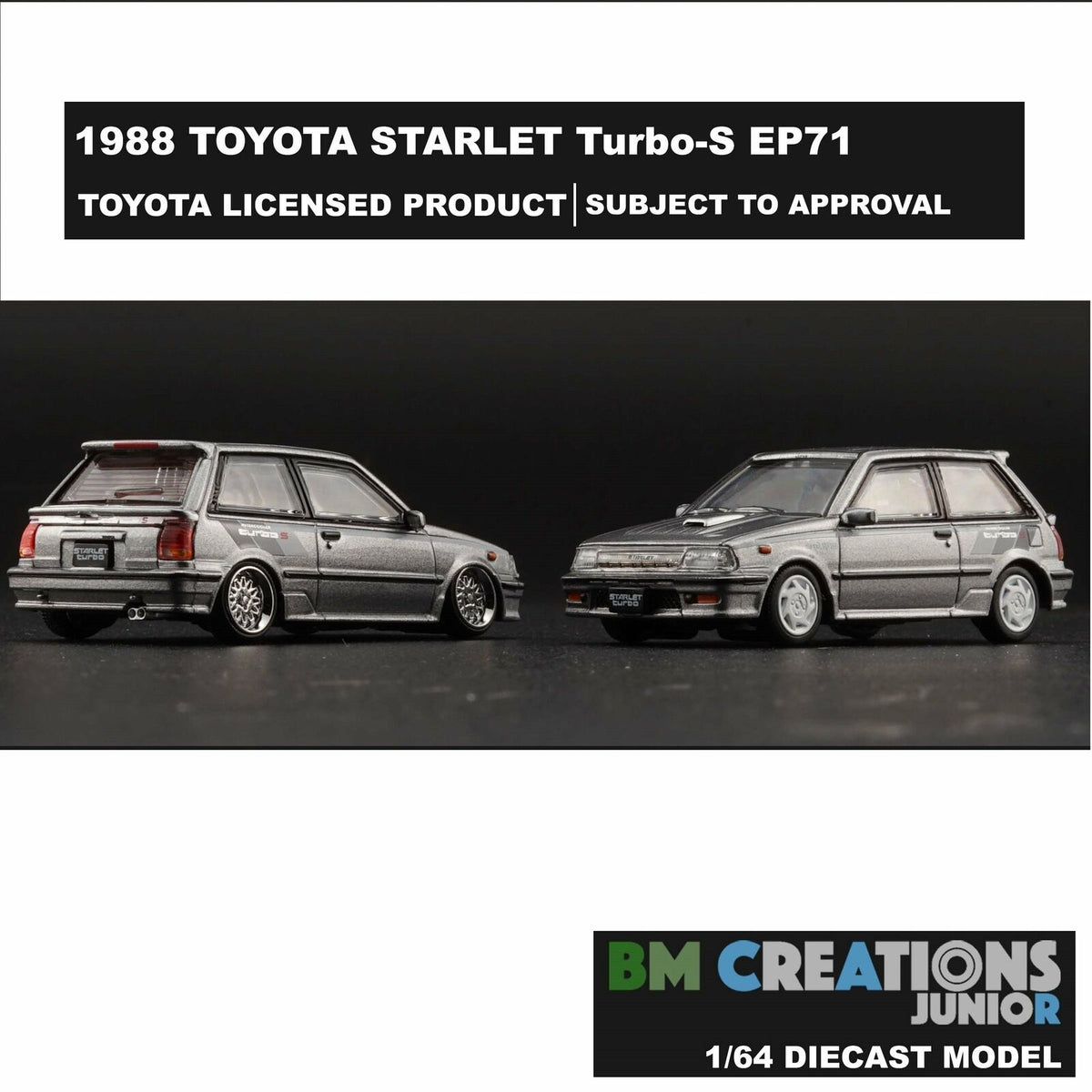 BM Creations 1:64 Toyota Starlet Turbo S 1998 EP71 Silver