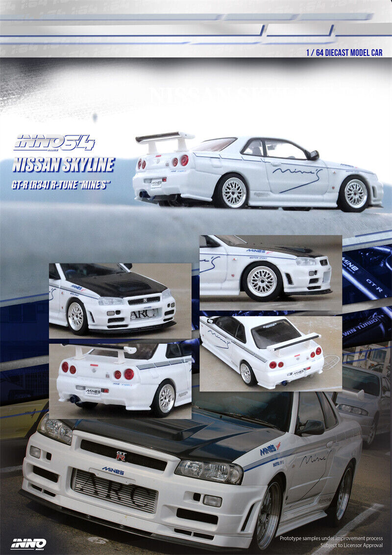 INNO64 NISSAN SKYLINE GT-R R34 R-Tune Tuned by MINE'S – J Toys Hobby