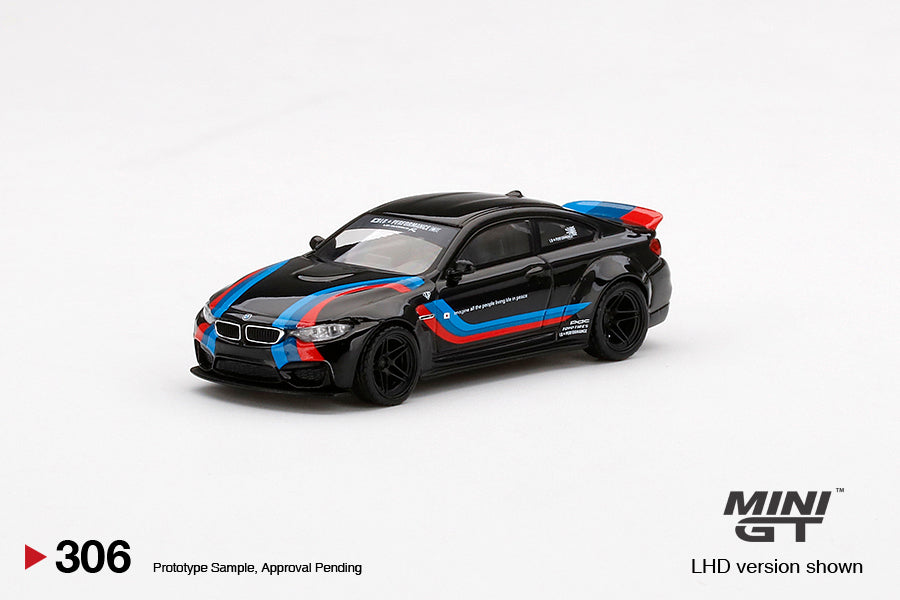 MiNiGT 306 LBWORKS  M4 black Mストライプ MINI GT #306 LB☆WORKS BMW M4 Black W/ M Stripe USA Blister – J