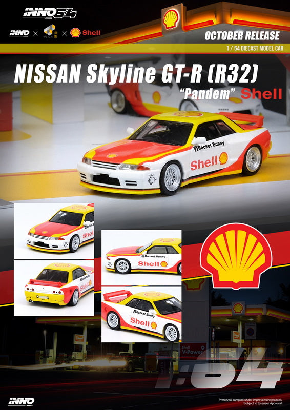 2022 INNO64 SHELL TINY 1/64 SKYLINE GT-R R32 Pandem Rocket