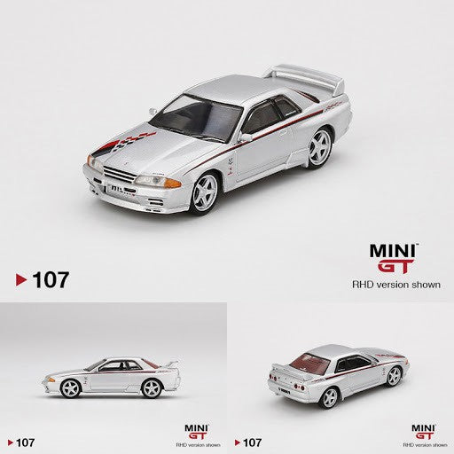 MINI GT #107 1/64 Nissan GT-R R32 Nismo S-Tune Silver – J Toys Hobby