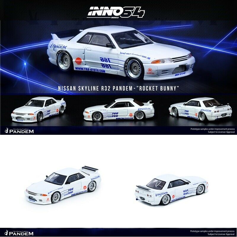 INNO64 1/64 Nissan Skyline GT-R R32 Pandem Rocky Bunny White 166