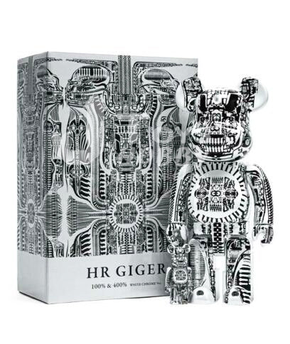 Medicom Beabrick x H.R. GIGER White Chrome w/ Box Figure JP BE
