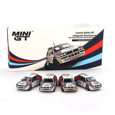 MINI GT 1/64 Lancia Delta HF 1992 Rally MonteCarlo Martini Racing Set of 4