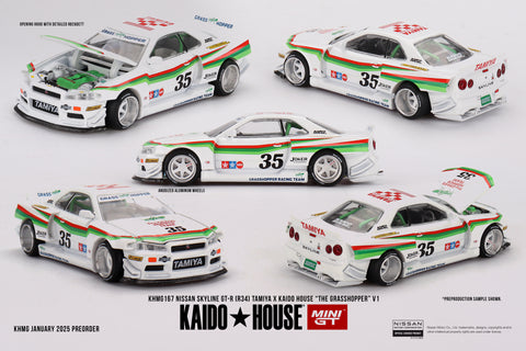 MINI GT x KAIDO HOUSE #167 Nissan Skyline GT-R R34 TAMIYA "The GRASSHOPPER" V1