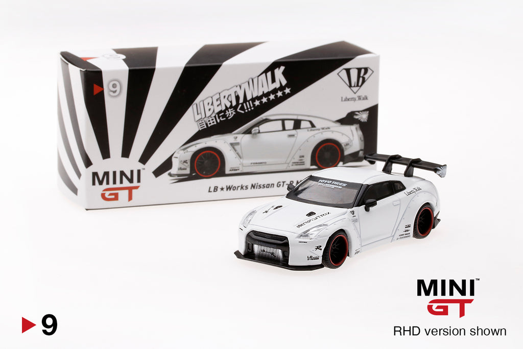 MINI GT#9 LB★WORKS Nissan GT-R (R35) Matte White – J Toys Hobby