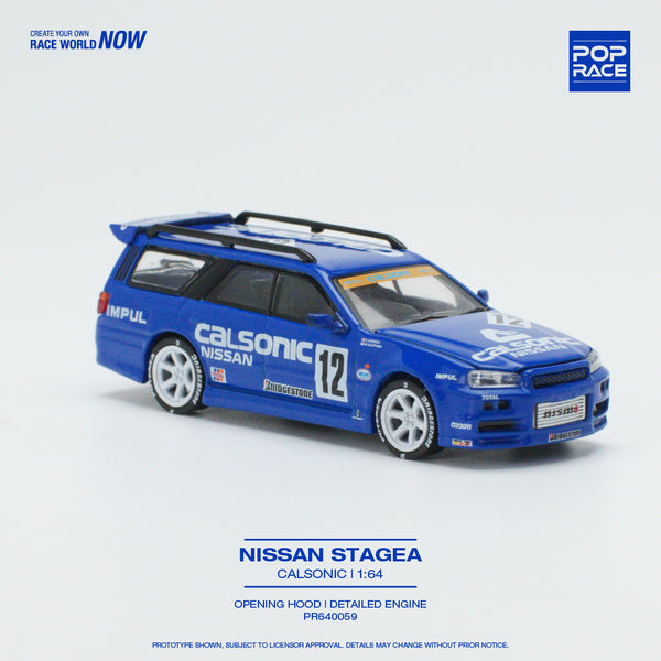 POP RACE 1:64 NISSAN GT-R STAGEA R34 RHD #12 CALSONIC – J Toys Hobby