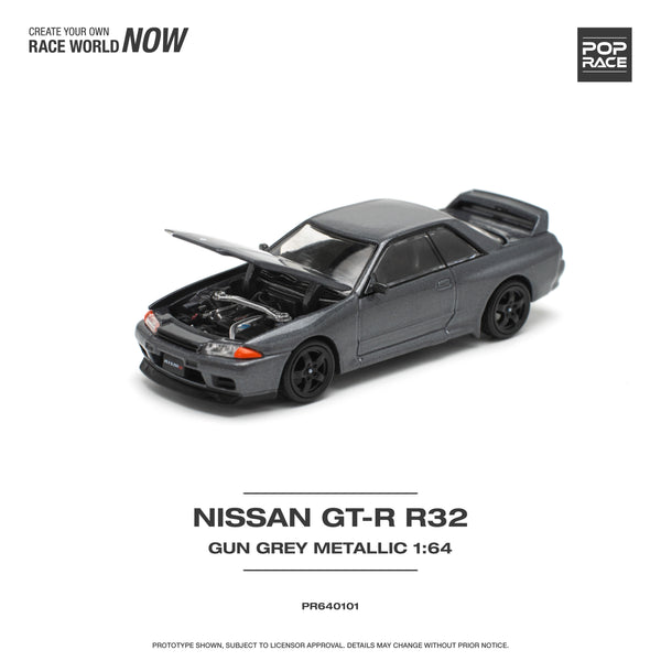 1/64 PGM 日産　NISSAN GTR R32 フル開閉　グレー PGM 1:64 Nissan GT-R R32 Metallic Gray Fully Openable – Horizon
