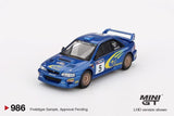 2025 MINI GT #986 Subaru Impreza WRC99 1999 Rally Australia Winner #5 Australia Exclusive