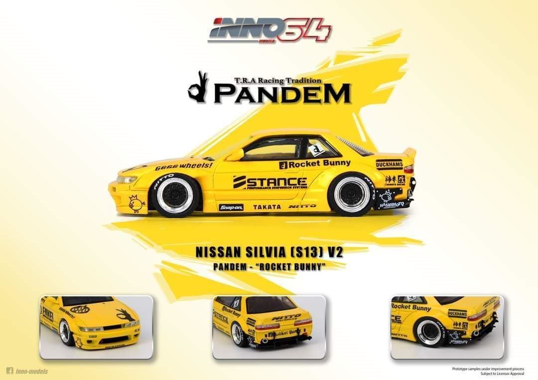 1/64 日産 シルビア S13 ROCKET BUNNY V2 イエロー/新品 1:64 Nissan Silvia S13 Rocket Bunny V2 -- Nitto Light Yellow