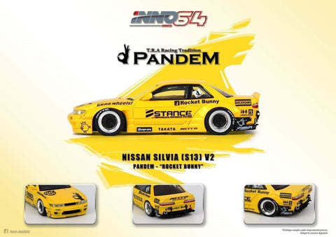 INNO64 x Pandem Nissan Silvia S13 Rocket Bunny V2 Stance Yellow