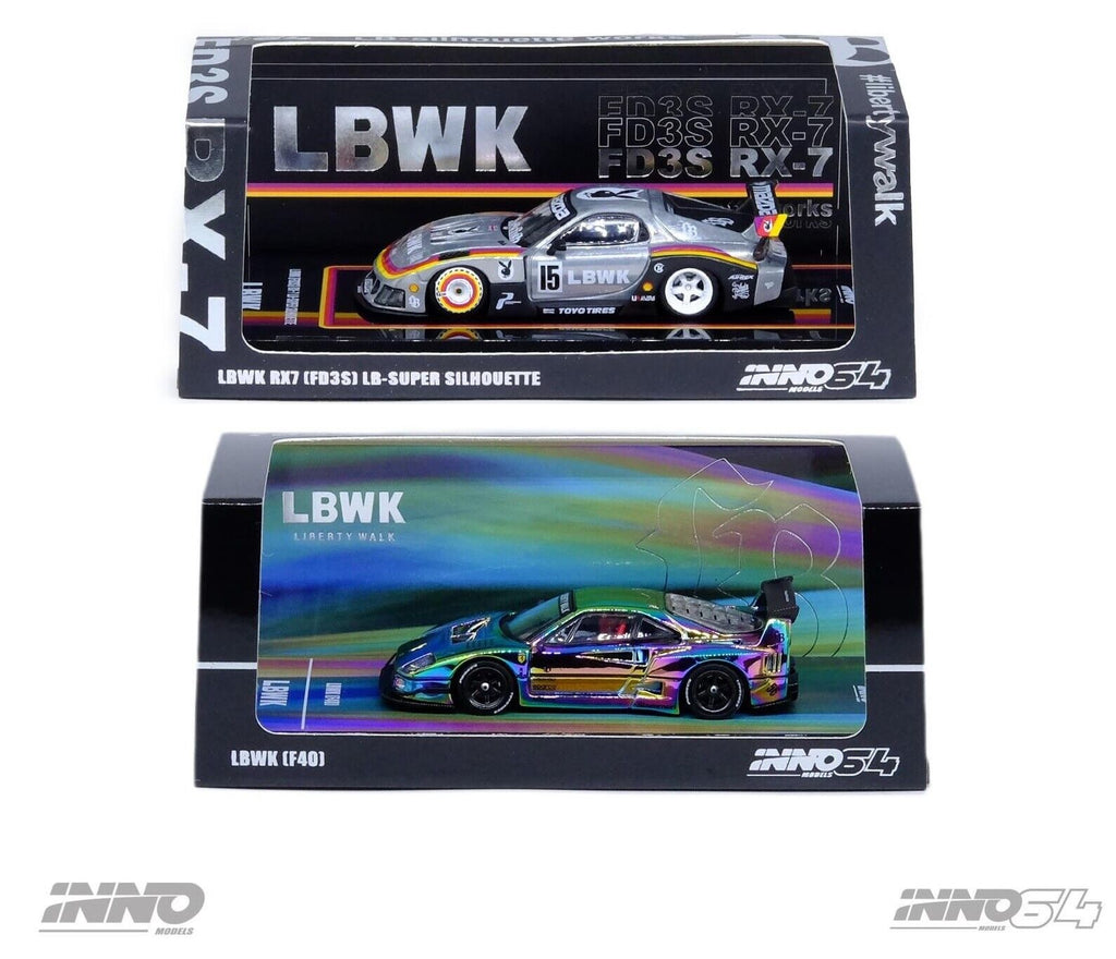 INNO64 Expo China 2024 LBWK F40 Silver Chrome + RX7 (FD3S) LB-Super Si ...