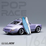 POPRACE 1:64 Porsche Singer 964 Sport Vehicle W/Surfboard Purple