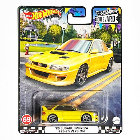 Hot Wheels Premium Boulevard #69 98' Subaru Impreza 22B STI Version Yellow