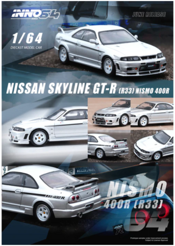 INNO64 1/64 NISSAN SKYLINE GT-R (R33) NISMO 400R Sonic Silver