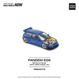 POPRACE 1:64 PANDEM CIVIC EG6 METALLIC BLUE WITH OPEN HOOD #174