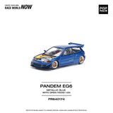 POPRACE 1:64 PANDEM CIVIC EG6 METALLIC BLUE WITH OPEN HOOD #174