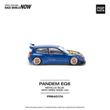 POPRACE 1:64 PANDEM CIVIC EG6 METALLIC BLUE WITH OPEN HOOD #174