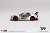 MINI GT#205 Sinopec LB WORKS Nissan GT-R R35 Satin Silver Rear Wing ver 1 HK Exclusive