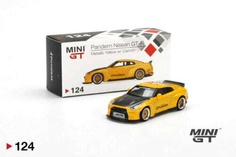 MINI GT #124 Pandem Nissan GT-R R35 Metallic Yellow w/Carbon Duck Tail