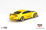 MINI GT #124 Pandem Nissan GT-R R35 Metallic Yellow w/Carbon Duck Tail